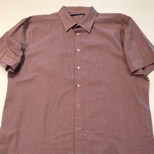 Perry Ellis Red Micro Plaid Short Sleeve Shirt
